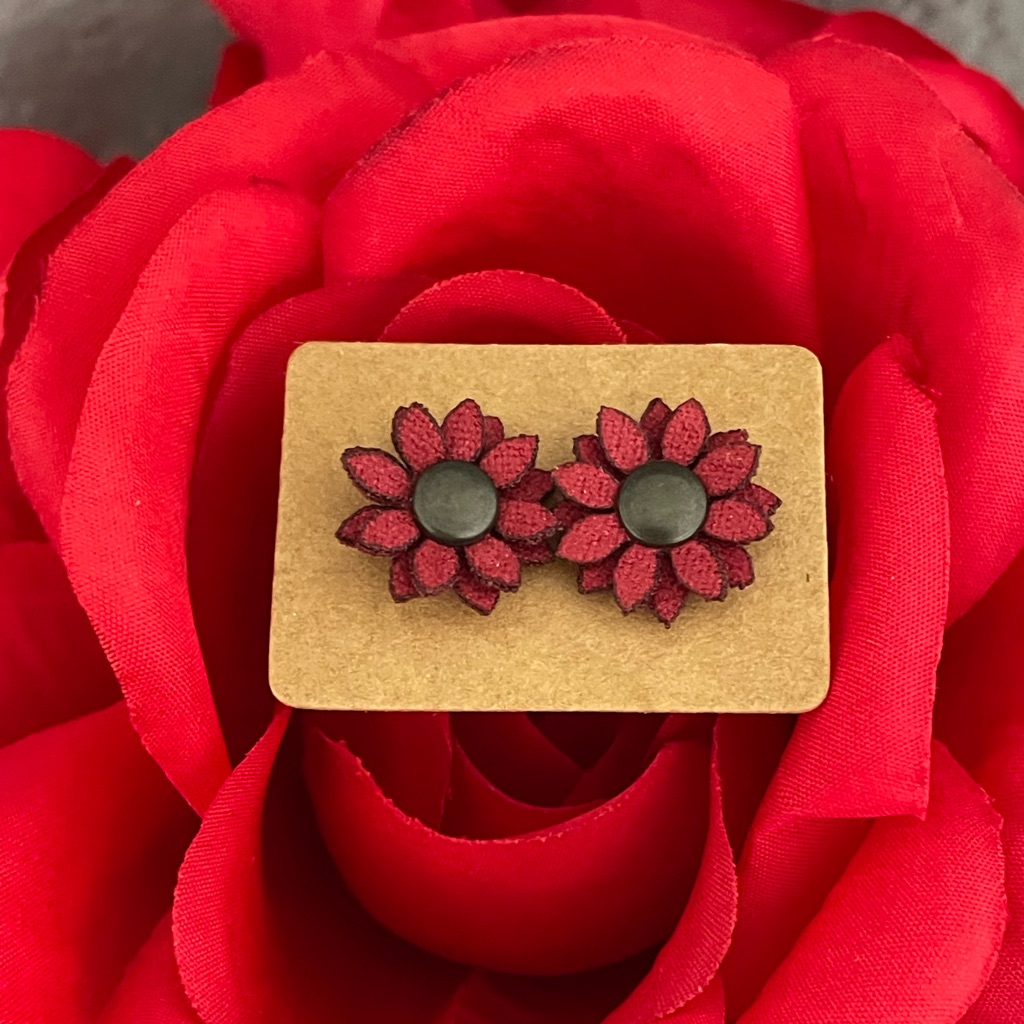 Floral Leather Stud Earrings